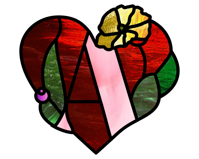 stained glass alphabets, heart alphabet letter custom suncatcher flower leaves