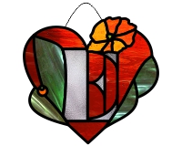 (image for) Heart and bouquet "E" (suncatcher)