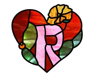 (image for) Heart and bouquet "R" alphabet suncatcher