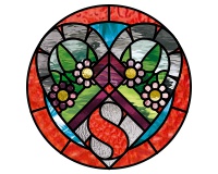 (image for) Heart and glass jewels sun catcher (leaves and flowers)