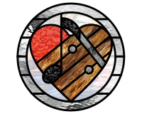 (image for) Heart and guitar neck and eighth note round with border pattern