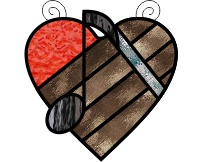 (image for) Heart, guitar neck, eighth note, suncatcher pattern