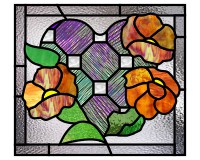 (image for) Heart octagonal tiles flowers: window painting and stained glass