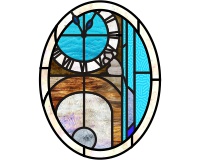 (image for) Hickory Dickory Dock - border 1 - mouse, stained glass pattern