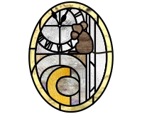 (image for) Hickory, dickory, dock, mouse and letter C stained glass pattern