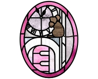 (image for) Hickory, dickory, dock, mouse and letter E, nursery pattern