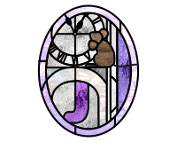 (image for) Hickory, dickory, dock, mouse and letter J stained glass pattern