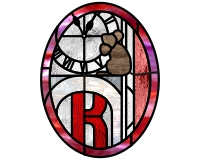 (image for) Hickory, dickory, dock, mouse and letter K stained glass pattern