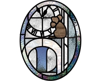 (image for) Hickory, dickory, dock, mouse and letter L stained glass pattern