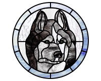 (image for) Husky dog, round pattern for stained glass