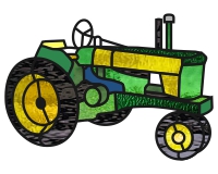 (image for) Green tractor suncatcher for stained glass