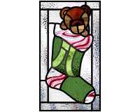 (image for) kanji, number 8, christmas stocking teddy bear suncatcher