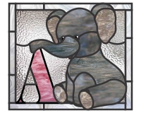 stained glass alphabets, baby elephant stuffed animal stained glass alphabet letter A pattern