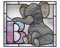 (image for) Kids elephant alphabet "B" stained glass pattern