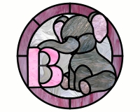 (image for) Kids elephant alphabet - "B" round, w border pattern