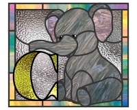 (image for) Kids elephant alphabet "C" stained glass pattern