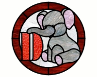 (image for) Kids elephant alphabet - "D" round pattern for stained glass