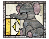 (image for) Kids elephant alphabet "E" pattern for stained glass and paint