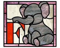 (image for) Kids elephant alphabet "F" pattern for stained glass