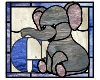 (image for) Kids elephant alphabet "G" stained glass pattern