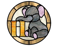 (image for) Kids elephant alphabet - "H" round border stained glass pattern