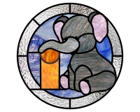 (image for) Kids elephant alphabet - "I" round border pattern