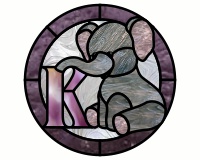 (image for) Kids elephant alphabet - "K" round border pattern