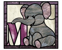(image for) Kids elephant alphabet "M" stained glass pattern