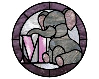 (image for) Kids elephant alphabet - "M" round border pattern