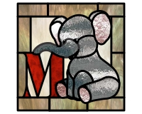 (image for) Kids elephant alphabet "M" square pattern for stained glass