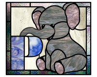 (image for) Kids elephant alphabet "P" pattern for stained glass