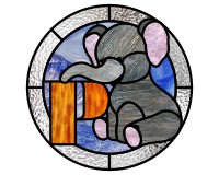(image for) Kids elephant alphabet - "P" round border pattern