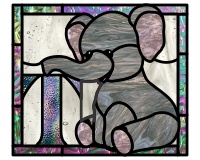 (image for) Kids elephant alphabet "T" stained glass pattern