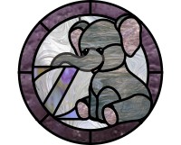 (image for) Kids elephant alphabet - "Z" round border stained glass pattern