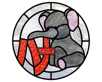 (image for) Elephant pattern, round, border, and name Hana in Japanese