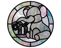 (image for) Kids elephant alphabet - round border "cho chang" in Thai