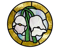 (image for) Lily of the valley, round pattern for stained glass suncatcher,