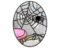 (image for) Little Miss Muffet (oval pattern for stained glass)