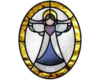 (image for) Little stained glass angel with heart oval