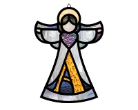 (image for) Littlest stained glass angel "A", ornament suncatcher