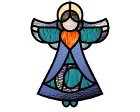 (image for) Angel stained glass alphabet letter C var 1, ornament suncatcher