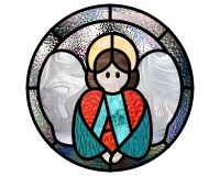 (image for) Littlest stained glass angel "A", arms, heart, round pattern