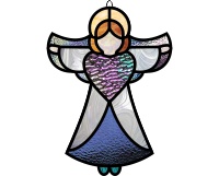 (image for) Little stained glass angel with bigger heart and tiny toes