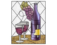 (image for) Lollie's cabinet 4 20x2.5 in wine bottle and two wine glasses