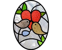 (image for) Love birds oval (stained glass pattern two birds egg and heart)