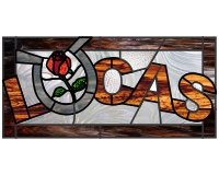 (image for) Lucas (name and horse shoe and rose - transom)