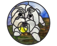 (image for) Maltese round (pattern of a maltese dog for stained glass)