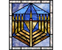 (image for) Menorah 2023 hexagon, stained glass pattern