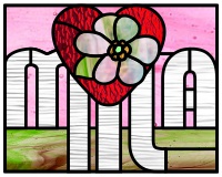 (image for) Mila, heart, flower, name pattern for stained glass