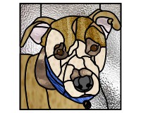 (image for) Mixed breed, dog 1, portrait for stained glass panels, pattern